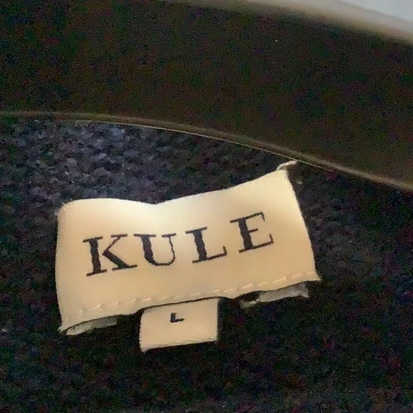 KULE Navy and Green Turtleneck wool/Cashmere Striped Sweater L - Picture 3 of 4